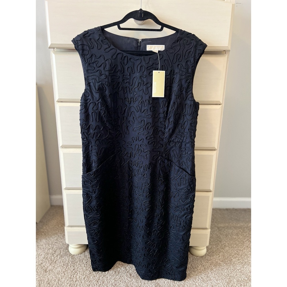 NWT Michael Kors Cocktail With Pockets 3D Art Design Dress Women's Size 12